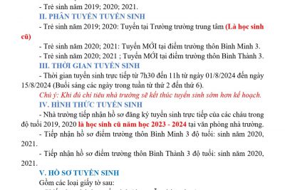 THÔNG BÁO TUYỂN SINH NĂM HỌC 2024 – 2025